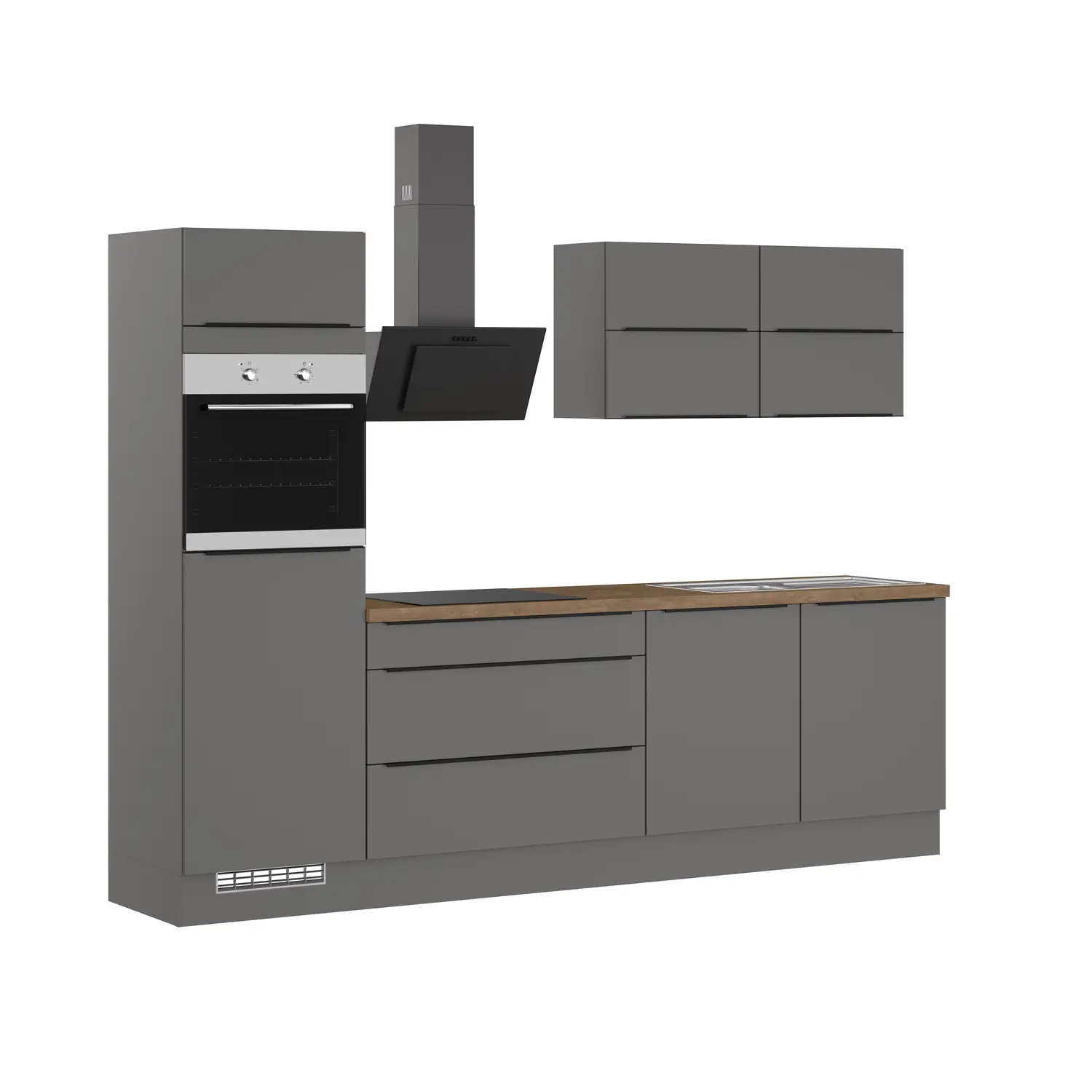 Küchenzeile mit Geräten IKZ1280-S5-6L 280 cm Grafit