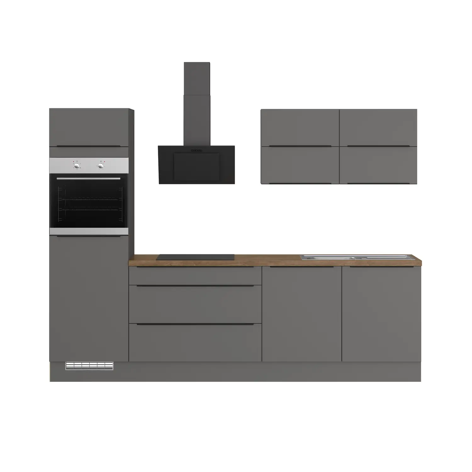 Küchenzeile IKZ1280-S5-6L ohne Geräte 280 cm Grafit