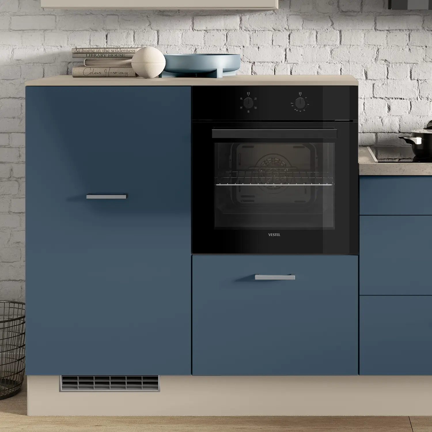 Küchenzeile 320 cm Alby Blue & Kieselgrau ohne Geräte Impuls Küchen