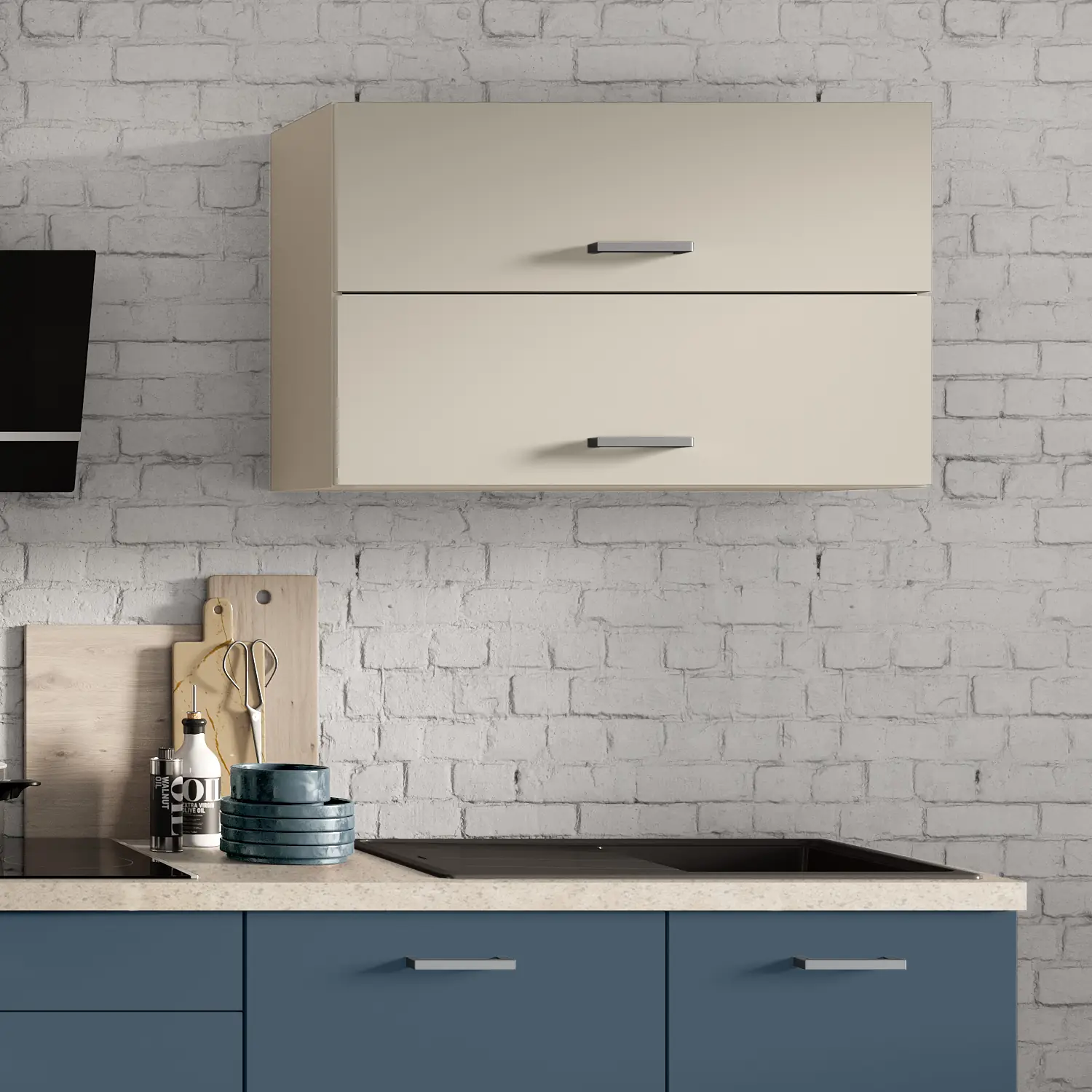 Küchenzeile 320 cm Alby Blue & Kieselgrau ohne Geräte Impuls Küchen