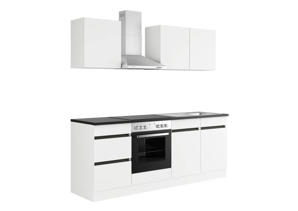 Küchenzeile "OFK2120-1-1" mit Geräten: Weiß - Anthrazit, 210cm / Bild 2