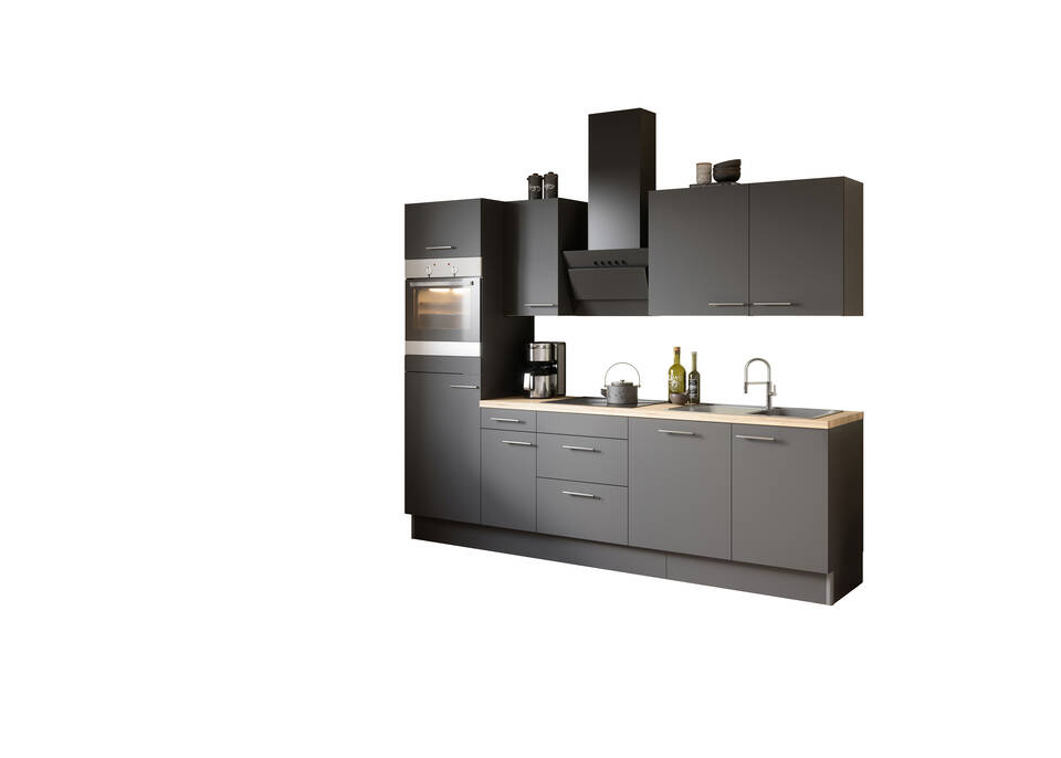 OPTIFIT Küchenzeile mit Geräten in Anthrazit & Eiche Struktur: 270 cm, flexibel stellbar | Singleküche "OFK27888-3-1" / Bild 2