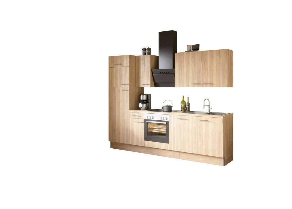 OPTIFIT Küchenzeile mit Geräten in Wildeiche & Eiche Struktur: 270 cm, flexibel stellbar | Singleküche "OFK27288-2-1"