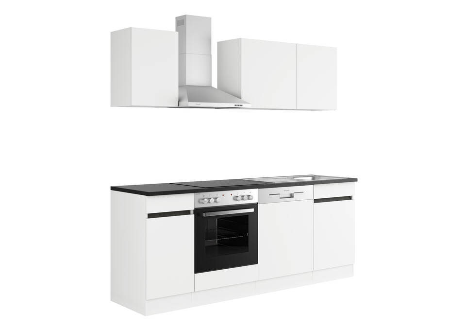 Küchenzeile "OFK2130-1-1" mit Geräten: Weiß - Anthrazit, 210cm / Bild 2