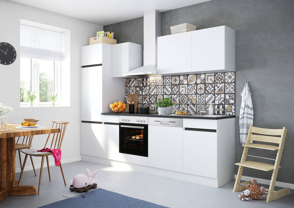 OPTIFIT Küchenzeile mit Geräten in Weiß & Anthrazit: 270 cm, flexibel stellbar | Singleküche "OFK27020-1-1" / Bild 1