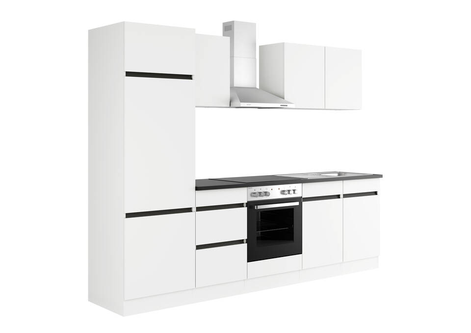 Küchenzeile "OFK27420-1-1" mit Geräten: Weiß - Anthrazit, 270cm / Bild 2