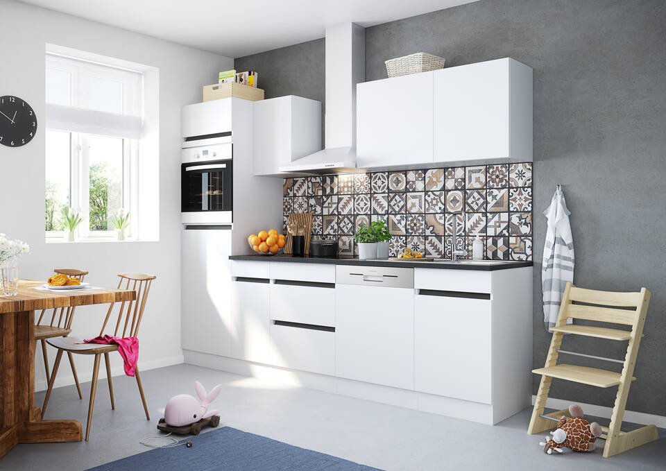 OPTIFIT Küchenzeile mit Geräten in Weiß & Anthrazit: 270 cm, flexibel stellbar | Singleküche "OFK27620-1-1"