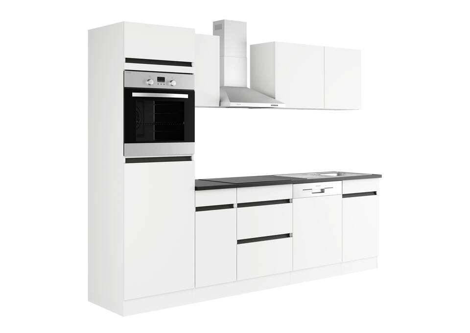Küchenzeile "OFK27620-1-1" mit Geräten: Weiß - Anthrazit, 270cm / Bild 2