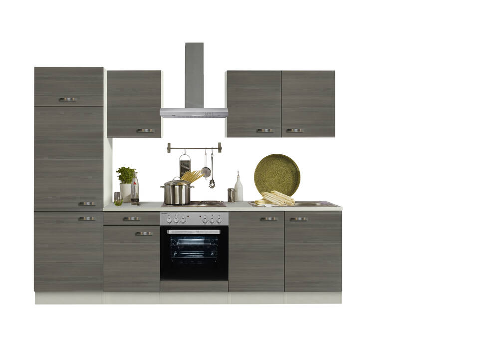 OPTIFIT Küchenzeile mit Geräten in Pinie Nougat & Pinie Champagner: 270 cm, flexibel stellbar | Singleküche "OFK27119-4-1" / Bild 2