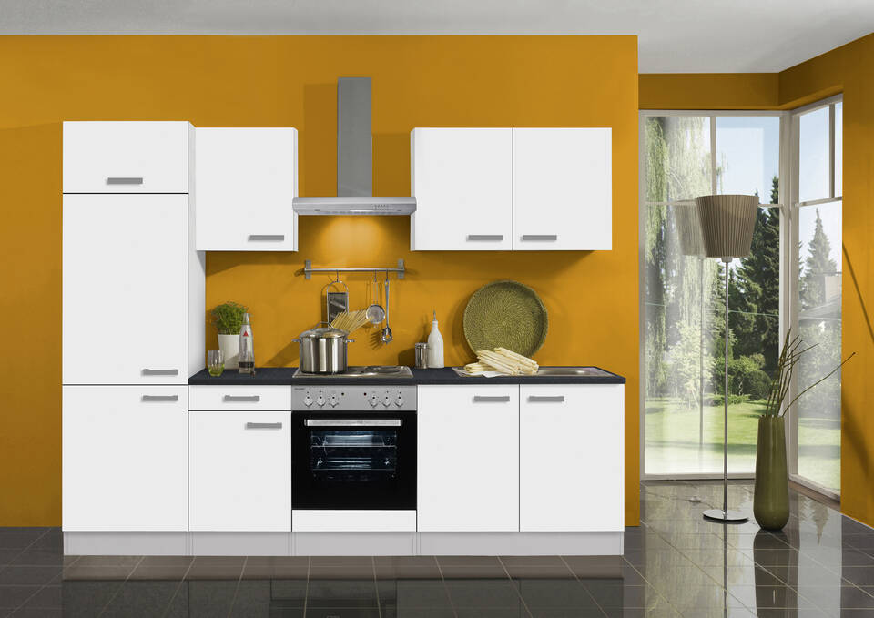 OPTIFIT Küchenzeile mit Geräten in Weiß & Anthrazit: 270 cm, flexibel stellbar | Singleküche "OFK27119-3-1"
