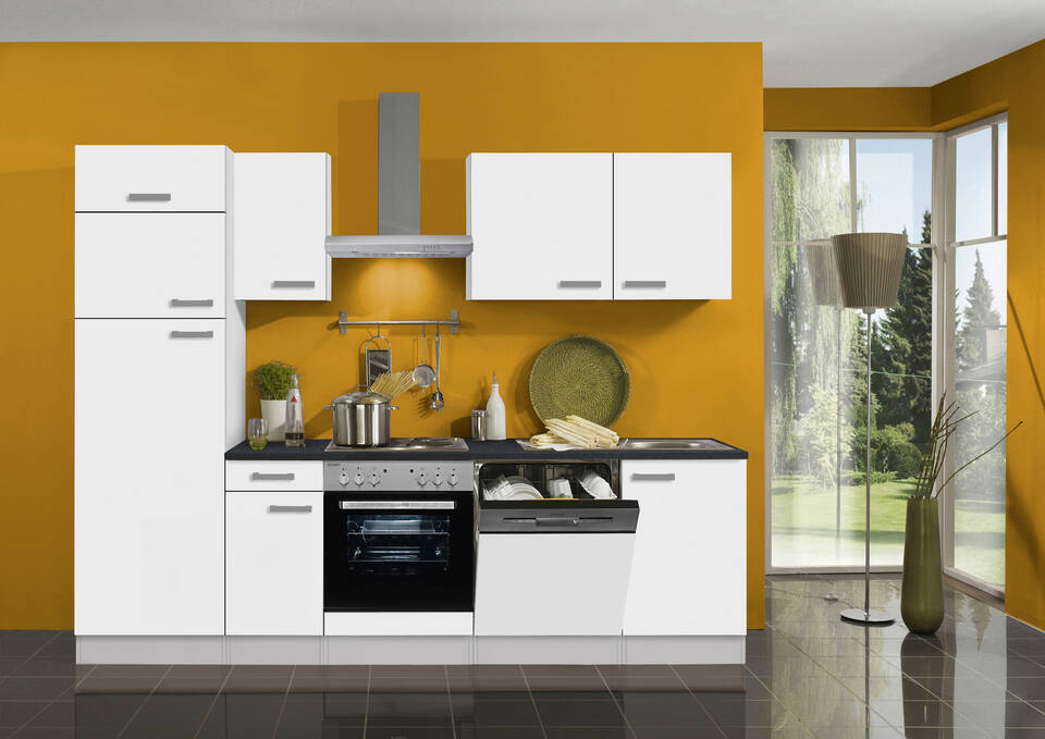 OPTIFIT Küchenzeile mit Geräten in Weiß & Anthrazit: 270 cm, flexibel stellbar | Singleküche "OFK27229-3-1"