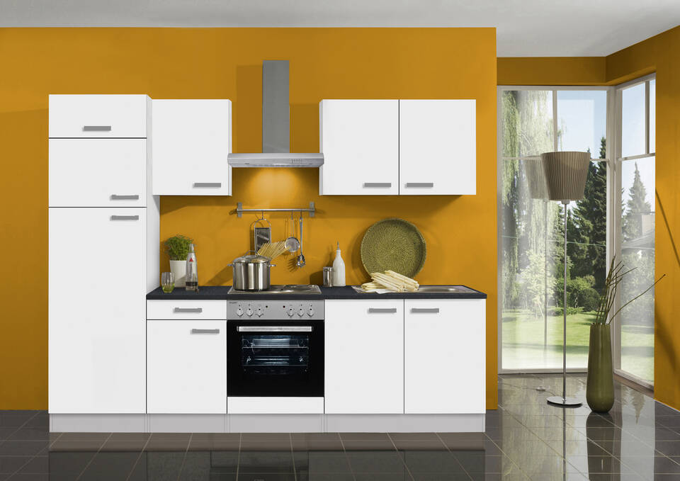 OPTIFIT Küchenzeile mit Geräten in Weiß & Anthrazit: 270 cm, flexibel stellbar | Singleküche "OFK27319-3-1"