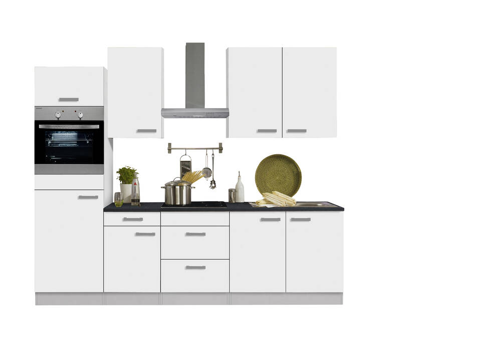 OPTIFIT Küchenzeile mit Geräten in Weiß & Anthrazit: 270 cm, flexibel stellbar | Singleküche "OFK27739-3-1"