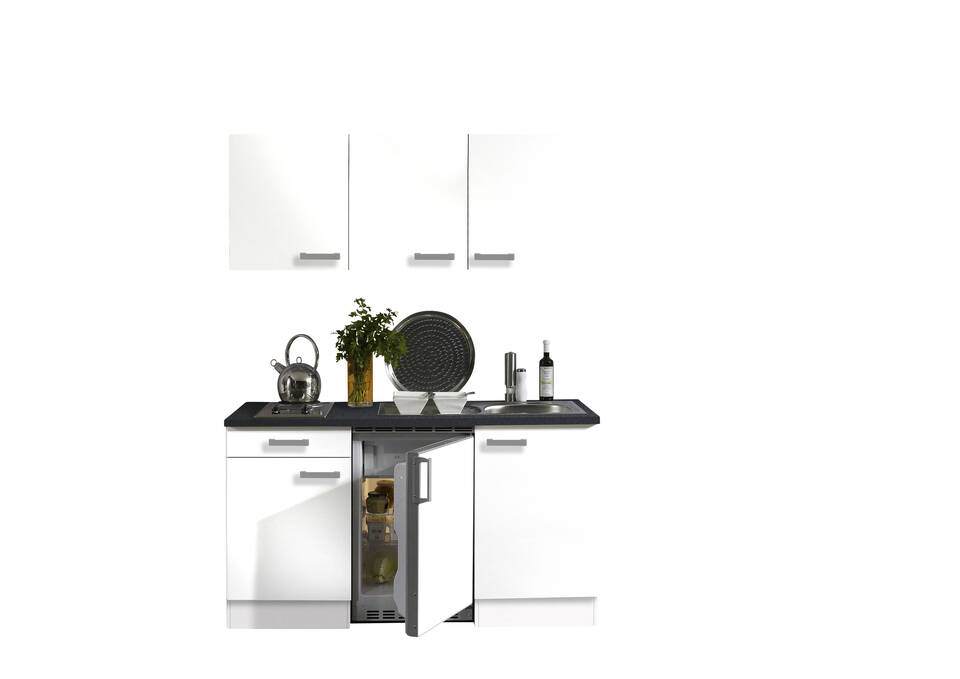 OPTIFIT Küchenzeile mit Geräten in Weiß & Anthrazit: 150 cm, flexibel stellbar | Miniküche "OFK15029-3-1"