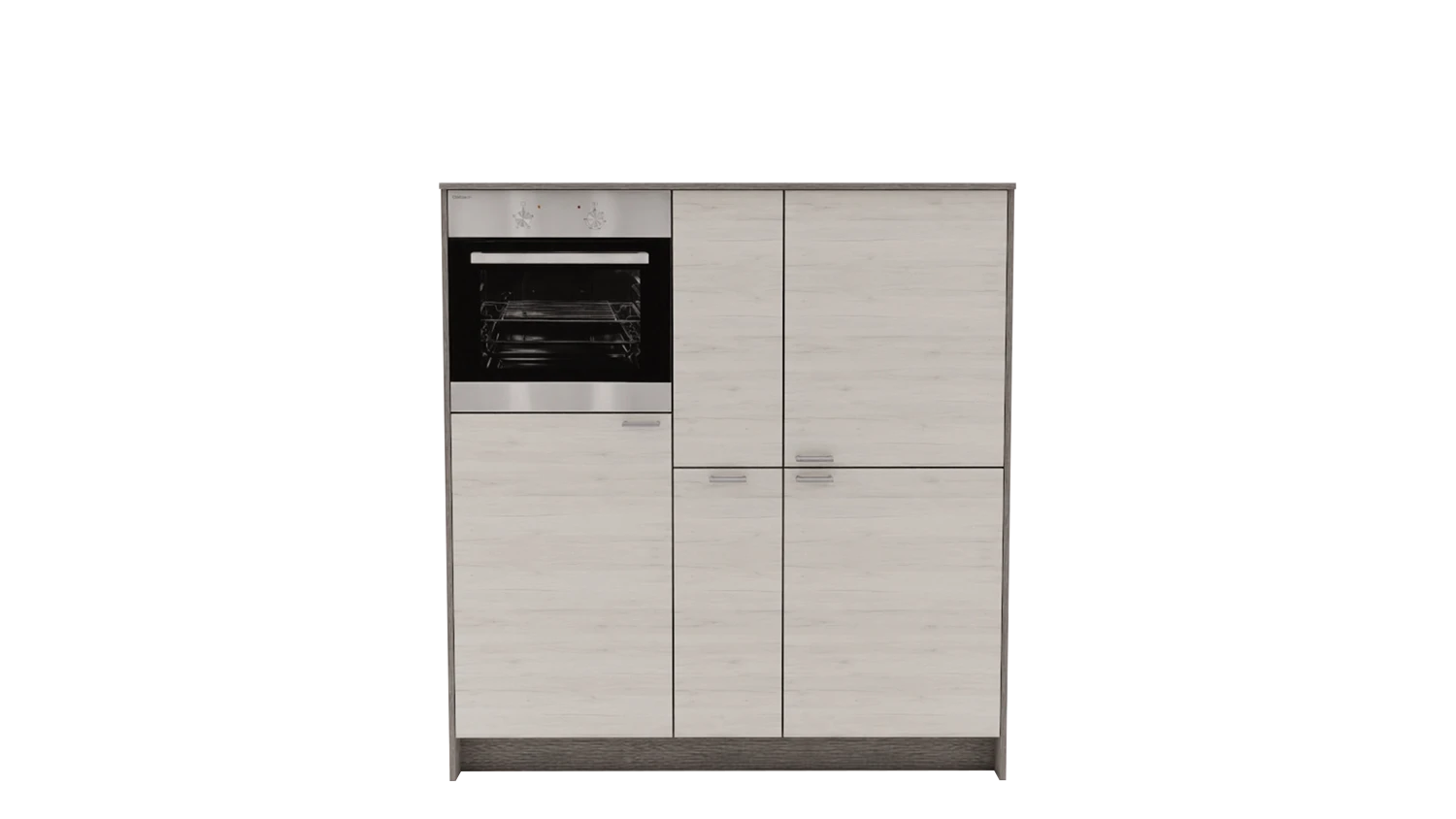 Express Küche mit Geräten in Eiche weiß & Eiche grau: zweizeilig, 274x154 cm, 428 cm, Spüle links | Doppelblock "EXK30-3-1-l" / Bild 3