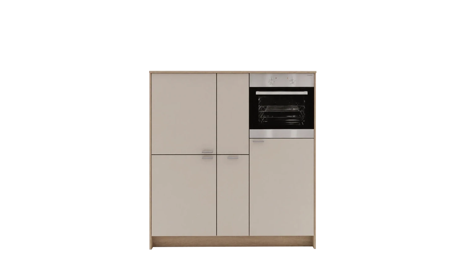 Express Küche mit Geräten in Crema & Bergeiche: zweizeilig, 274x154 cm, 428 cm, Spüle rechts | Doppelblock "EXK30-2-1-r" / Bild 3