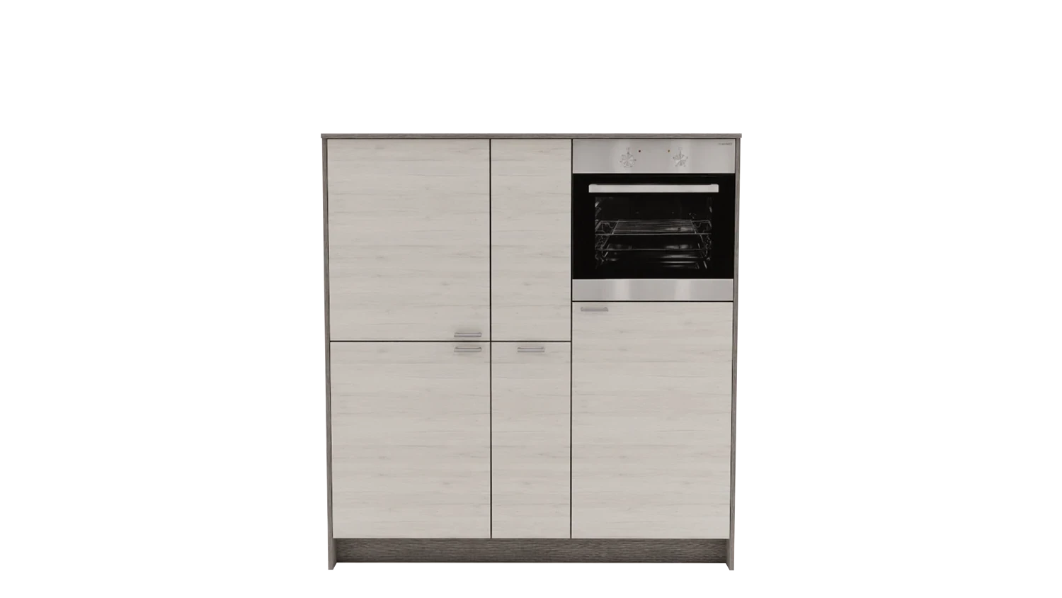 Express Küche mit Geräten in Eiche weiß & Eiche grau: zweizeilig, 274x154 cm, 428 cm, Spüle rechts | Doppelblock "EXK30-3-1-r" / Bild 3