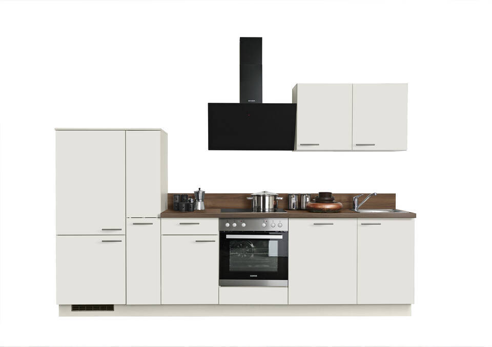 Express Küchenzeile mit Geräten in Magnolia & Nussbaum: 310 cm, Spüle rechts | Küchenblock "EXK930-2-1-r" / Bild 3