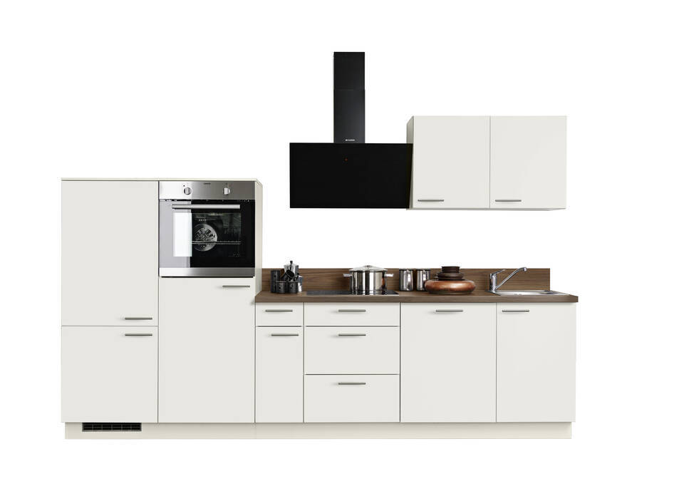 Express Küchenzeile mit Geräten in Magnolia & Nussbaum: 320 cm, Spüle rechts | Küchenblock "EXK950-2-1-r" / Bild 3