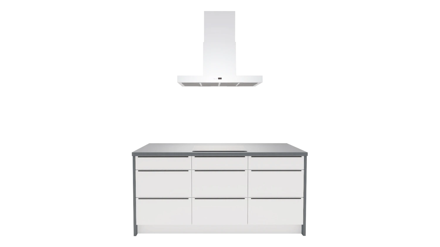 Express Küche mit Insel mit Geräten in Weiß & Anthrazit: 370x185 cm, 555 cm, Spüle rechts | Inselküche "EXK1020-1-1-r" / Bild 3