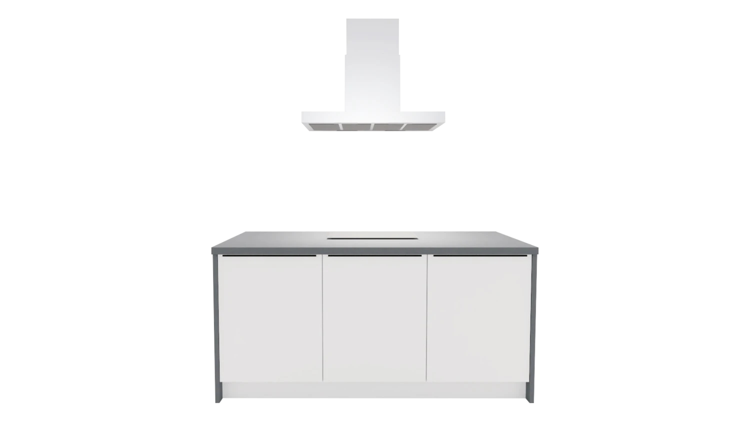 Express Küche mit Insel mit Geräten in Weiß & Anthrazit: 370x185 cm, 555 cm, Spüle rechts | Inselküche "EXK1020-1-1-r" / Bild 4