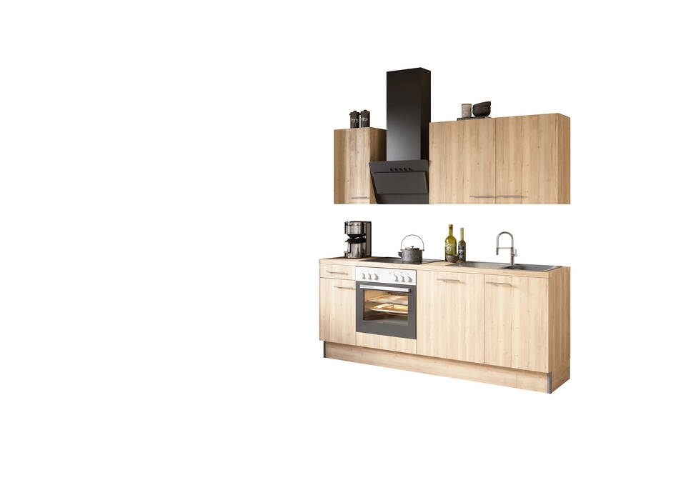 OPTIFIT Küchenzeile ohne Geräte in Wildeiche & Eiche Struktur: 210 cm, flexibel stellbar | Singleküche "OFK2188-2-0" / Bild 2