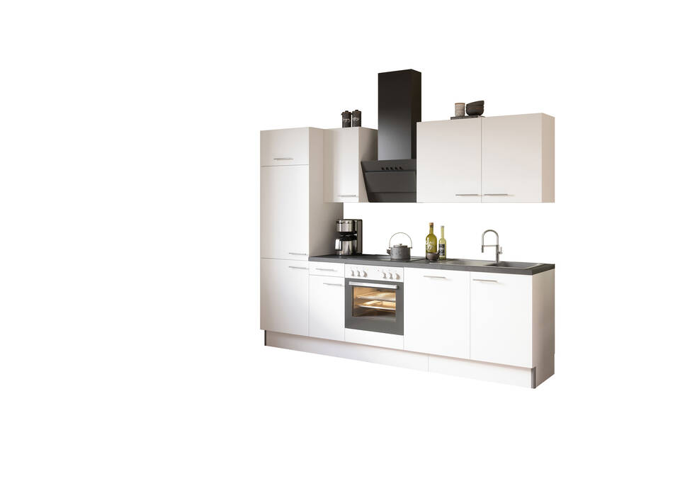 OPTIFIT Küchenzeile ohne Geräte in Weiß & Beton dunkel: 270 cm, flexibel stellbar | Singleküche "OFK27088-1-0" / Bild 2