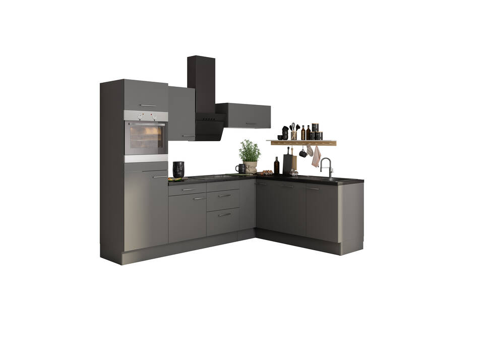 L-Küche "OFK2720LA8-4-0" ohne Geräte: Basaltgrau - Beton dunkel, 470cm / Bild 2