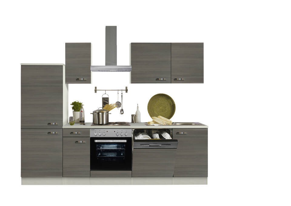 OPTIFIT Küchenzeile ohne Geräte in Pinie Nougat & Pinie Champagner: 270 cm, flexibel stellbar | Singleküche "OFK27429-4-0"