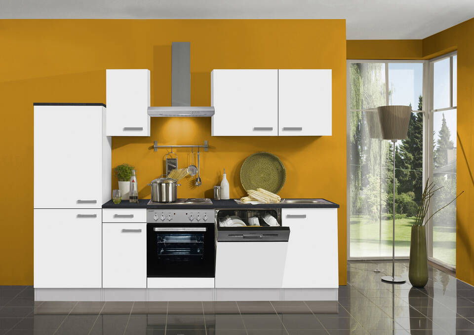 OPTIFIT Küchenzeile ohne Geräte in Weiß & Anthrazit: 270 cm, flexibel stellbar | Singleküche "OFK27429-3-0"