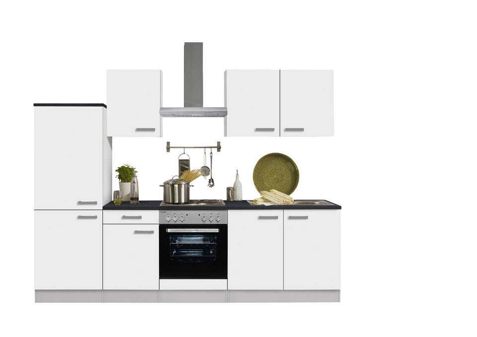 Küchenzeile "OFK27519-3-0" ohne Geräte: Weiß Feinstruktur - Anthrazit, 270cm / Bild 2