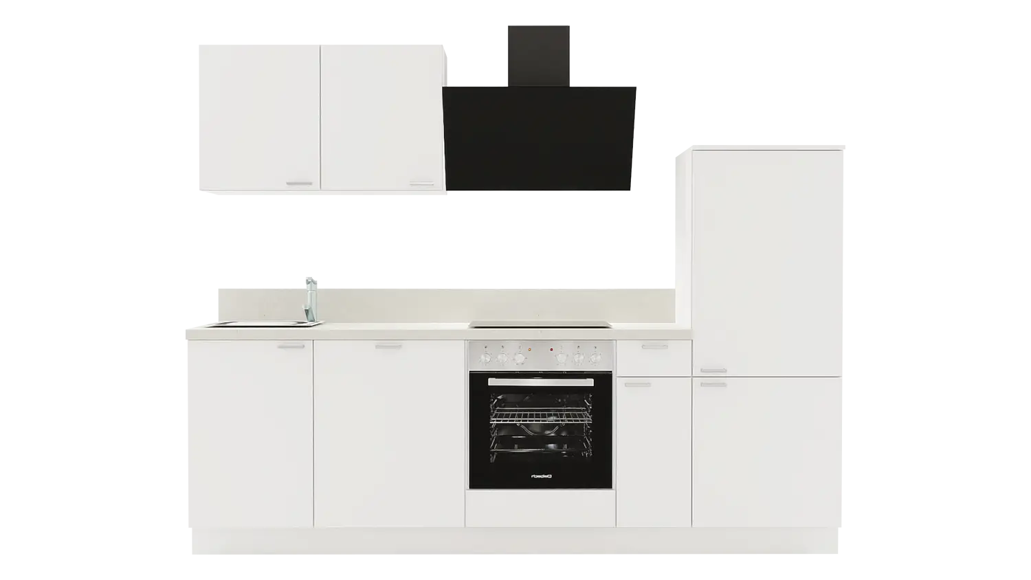 Express Küchenzeile ohne Geräte in Weiß & Zement hell: 260 cm, Spüle links | Singleküche "EXK920-1-0-l" / Bild 1