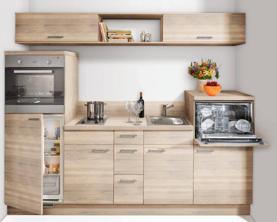 Express Küchenzeile ohne Geräte in Bergeiche: 250 cm, Spüle rechts | Singleküche "EXK270-4-0-r" / Bild 2