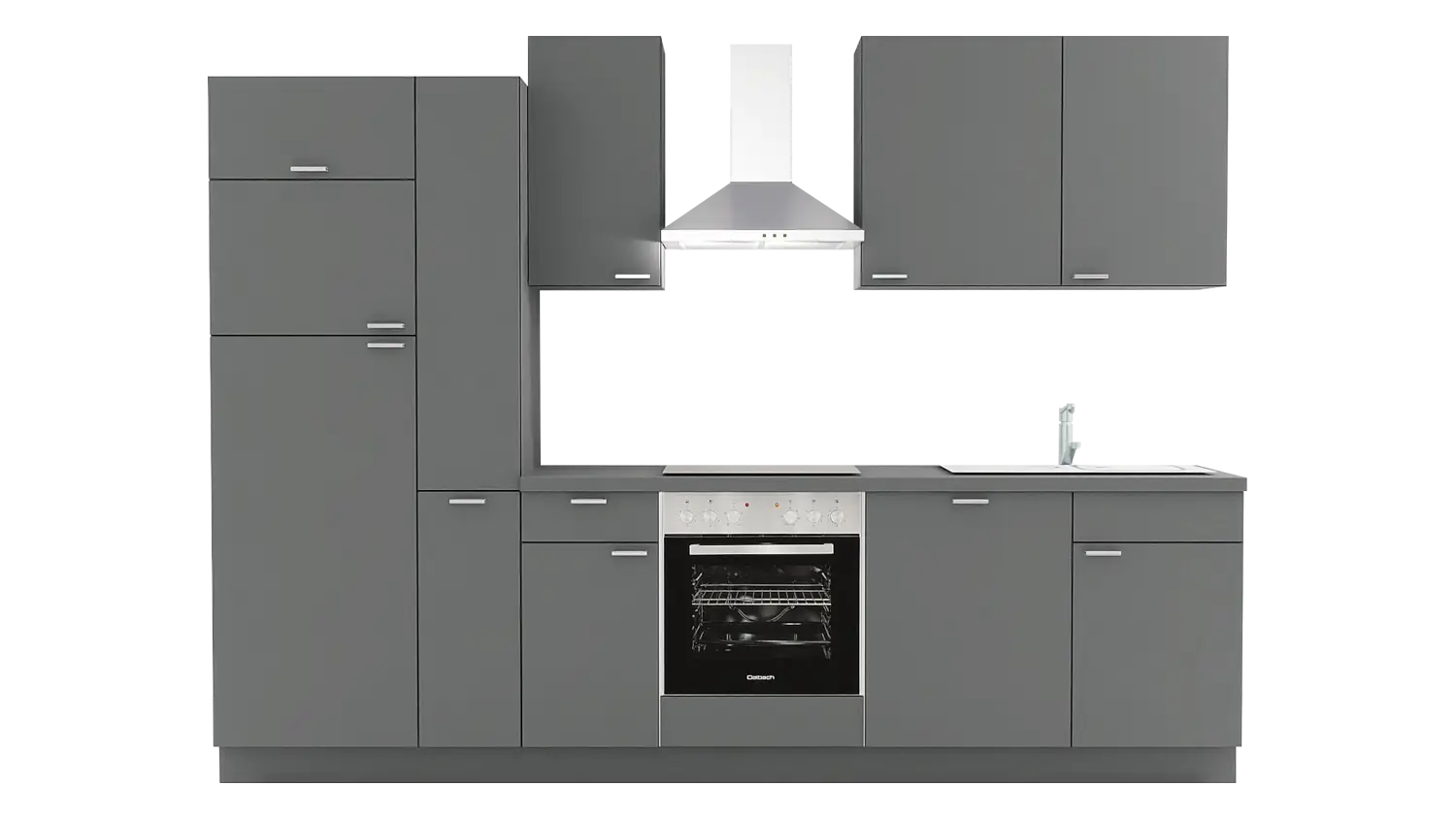 Express Küchenzeile ohne Geräte in Anthrazit: 300 cm, Spüle rechts | Singleküche "EXK390-5-0-r"