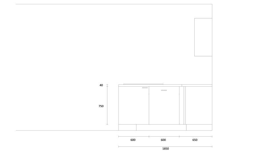 L-Küche "EXK140-1-0" mit Spüle links: Wandansicht & Maße in mm / Bild 2