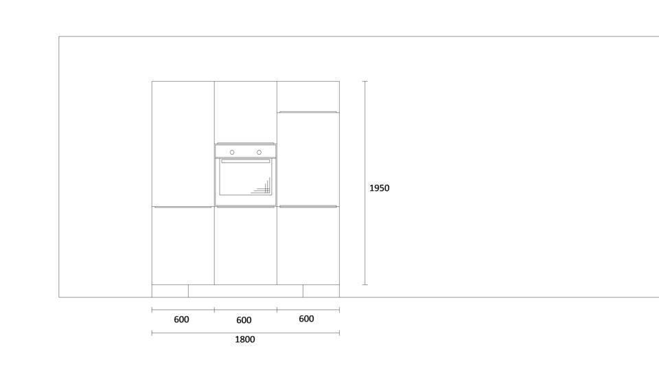Zweizeilige Küche "EXK40-1-0" mit Spüle links: Wandansicht & Maße in mm / Bild 2