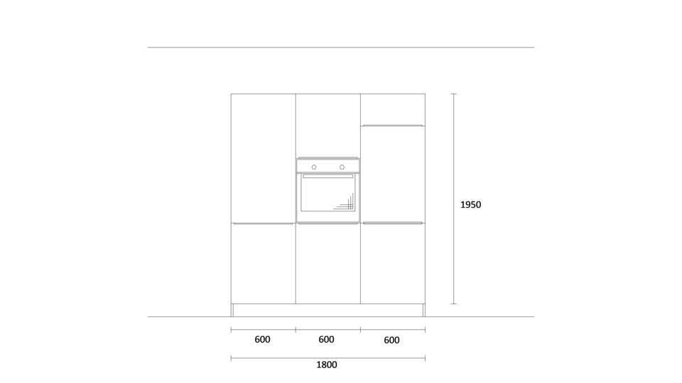 Zweizeilige Küche "EXK60-1-0" mit Spüle links: Wandansicht & Maße in mm / Bild 2