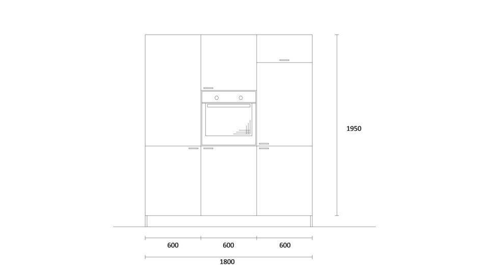 Zweizeilige Küche "EXK70-1-0" mit Spüle links: Wandansicht & Maße in mm / Bild 2