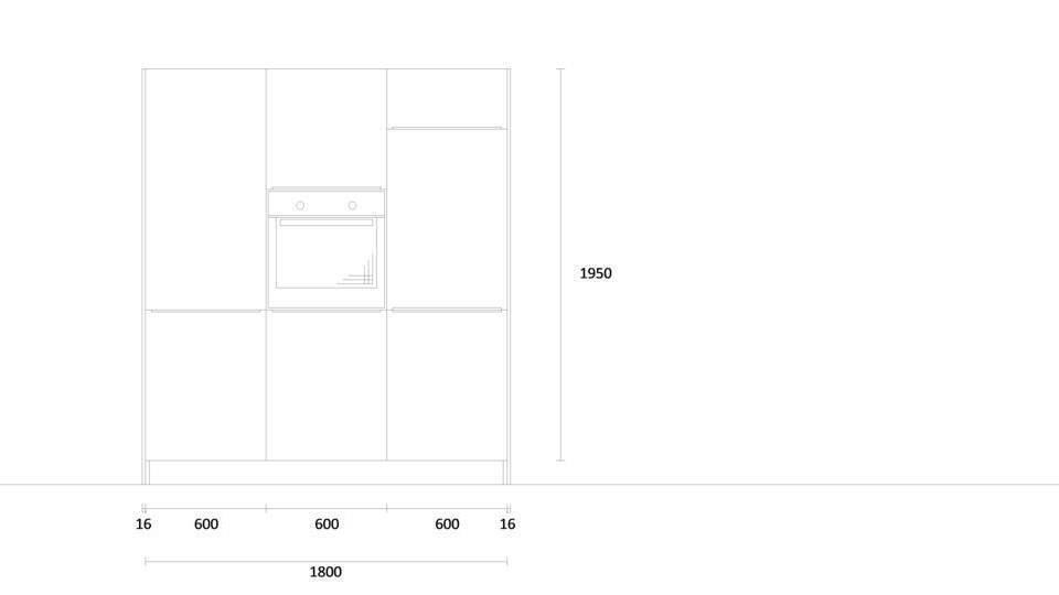 Zweizeilige Küche "EXK790-1-1" mit Spüle links: Wandansicht & Maße in mm / Bild 2