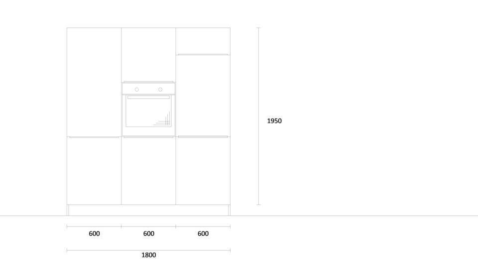 Zweizeilige Küche "EXK800-1-0" mit Spüle links: Wandansicht & Maße in mm / Bild 2