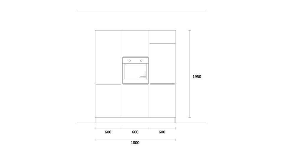 Zweizeilige Küche "EXK90-1-0" mit Spüle links: Wandansicht & Maße in mm / Bild 2