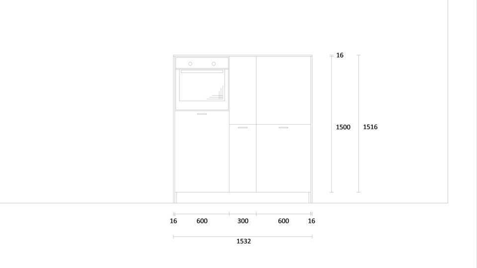 Zweizeilige Küche "EXK10-1-0" mit Spüle rechts: Wandansicht & Maße in mm / Bild 2