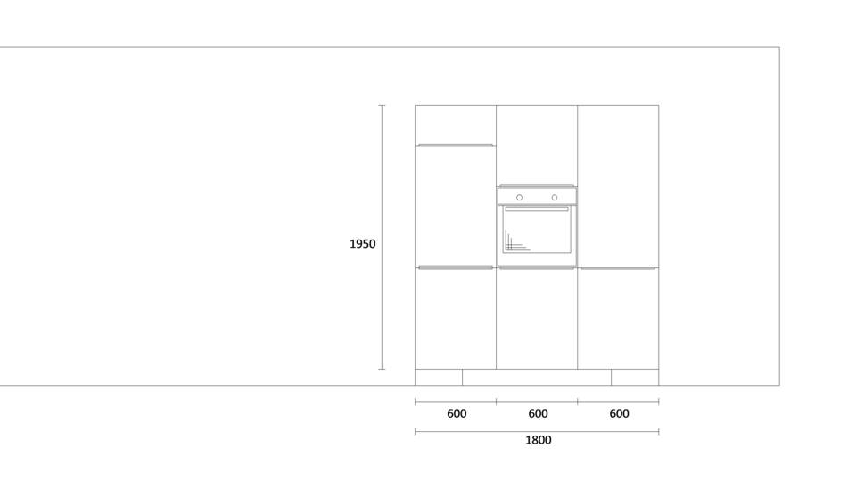 Zweizeilige Küche "EXK40-1-0" mit Spüle rechts: Wandansicht & Maße in mm / Bild 2