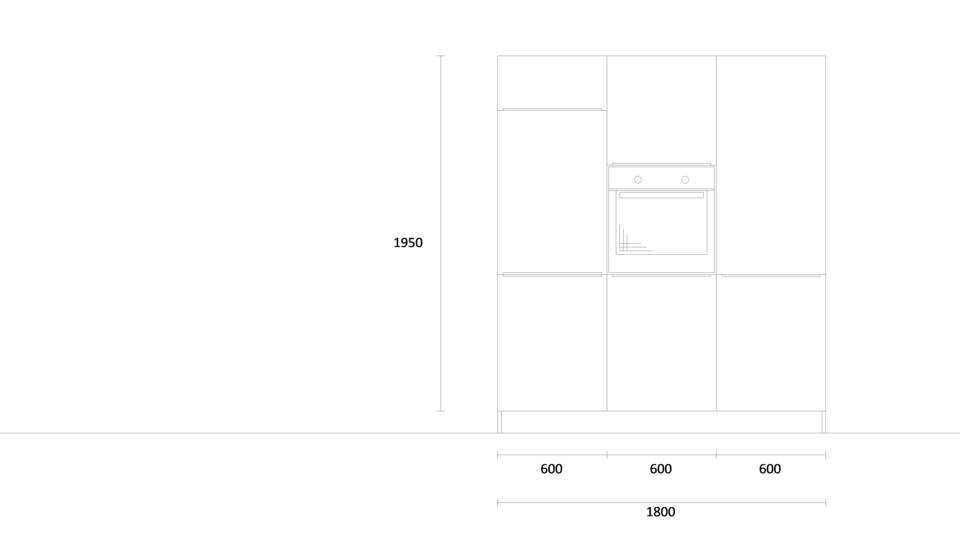 Zweizeilige Küche "EXK800-1-0" mit Spüle rechts: Wandansicht & Maße in mm / Bild 2